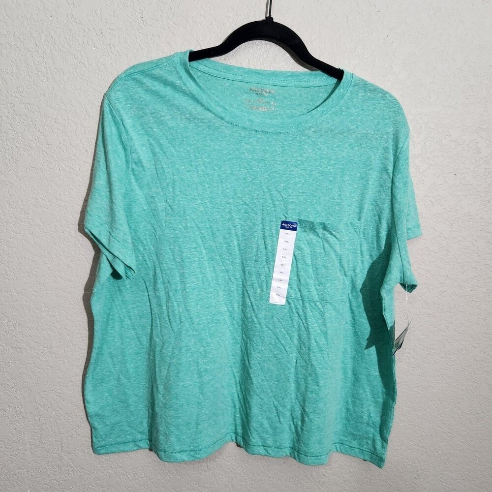 Arizona Jean Co Shirt Womens 2XL Jade Green Semi-Fit Pocket Tee NEW